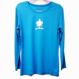 808 Be Maui Blue Snorkel Swim Beach Turtle Top SPF 30+ Rash Guard Size Large New